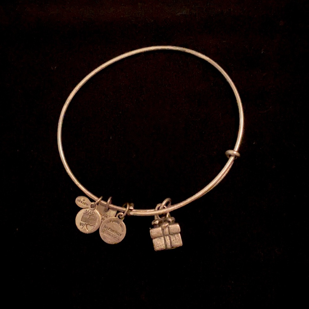 Alex and Ani Silver bangle with gift box charm